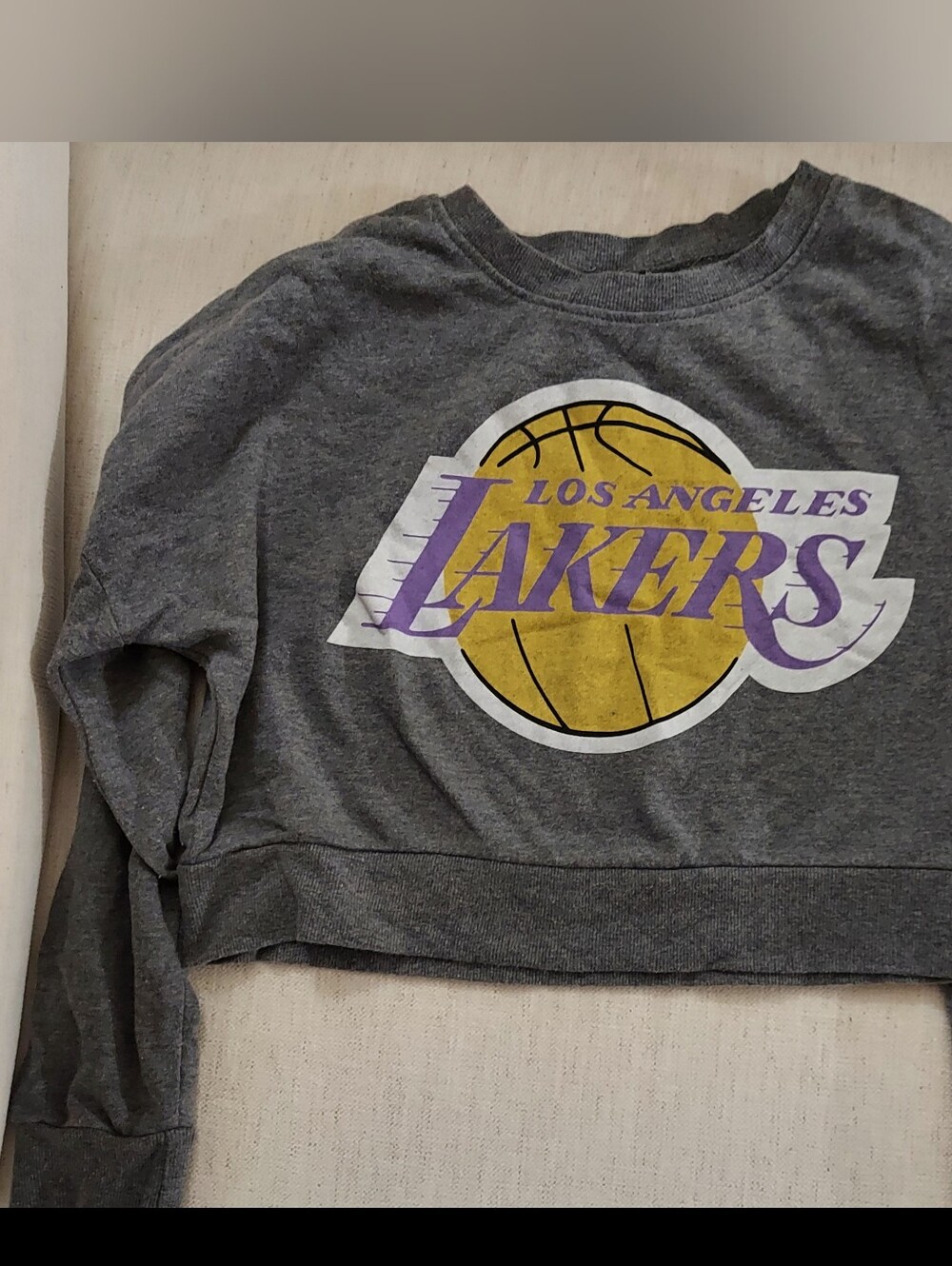 Lakers Gray Cropped Sweatshirt. Size Medium. T-605
